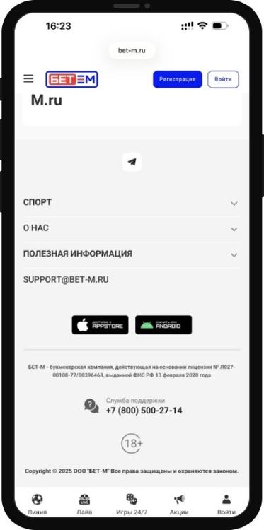 скачать приложение Бет-М через официальный сайт БК